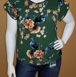 Green Sheer Floral Top